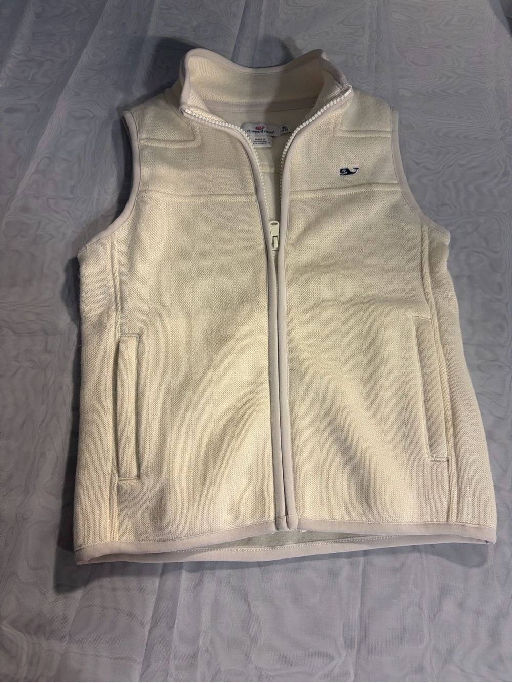 Vineyard Vines Cream Girls' Sleeveless Fleece Vest